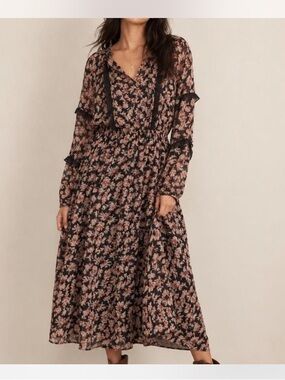 Knox Rose Black Maxi Dress with Pink Floral Print